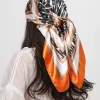 foulard de tête carré en soie pour femmes, marque de luxe, 90x90cm, bandana en satin, foulard doux, hijab, foulards pour cheveux pour dames