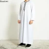 robe longue brodée à col montant pour hommes, robe musulmane saoudienne, robe islamique du ramadan, mode musulmane eid, thobe jubba, abaya masculine, dubaï et arabe