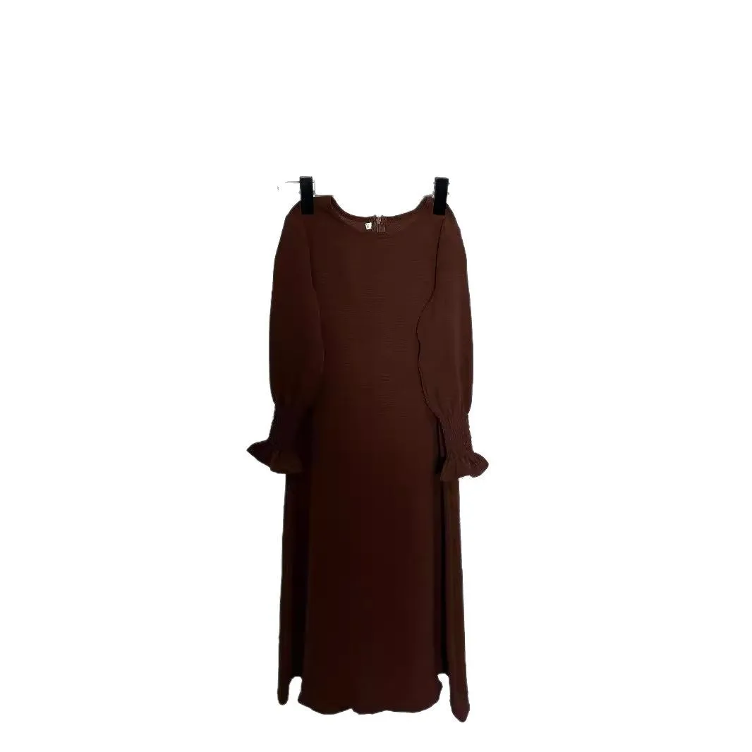 abayas noires pour enfants, col rond, sans extensible, manches longues, vêtements de prière ramadam, caftan de luxe musulman de dubaï pour enfants