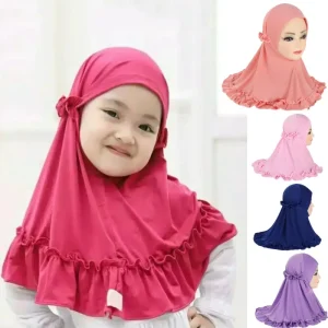 Hijabs pour enfants, écharpe islamique pour filles musulmanes, châle doux et extensible pour enfants de 2 à 7 ans, couvre-chef Turban