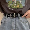 ceinture en toile décorative unisexe, ceinture en alliage, coeur, carré, rond, struccreux, polyvalent, mode ins style, noir, jeans pour femmes