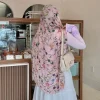 1 pièces ramadan fleur aquarelle hijab femmes bohème doux musulman hijabs floral respirant châle wrap écharpe foulard chaud