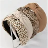 femmes populaires imprimé léopard satin tissu noeud bandeau dame filles simple solide sergé tissu noué bandeau décontracté tête cerceau