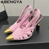 mode étrange talons hauts sandales femmes métal bout pointu daim slingbacks pompes été sexy fête mariage mariées chaussures femme