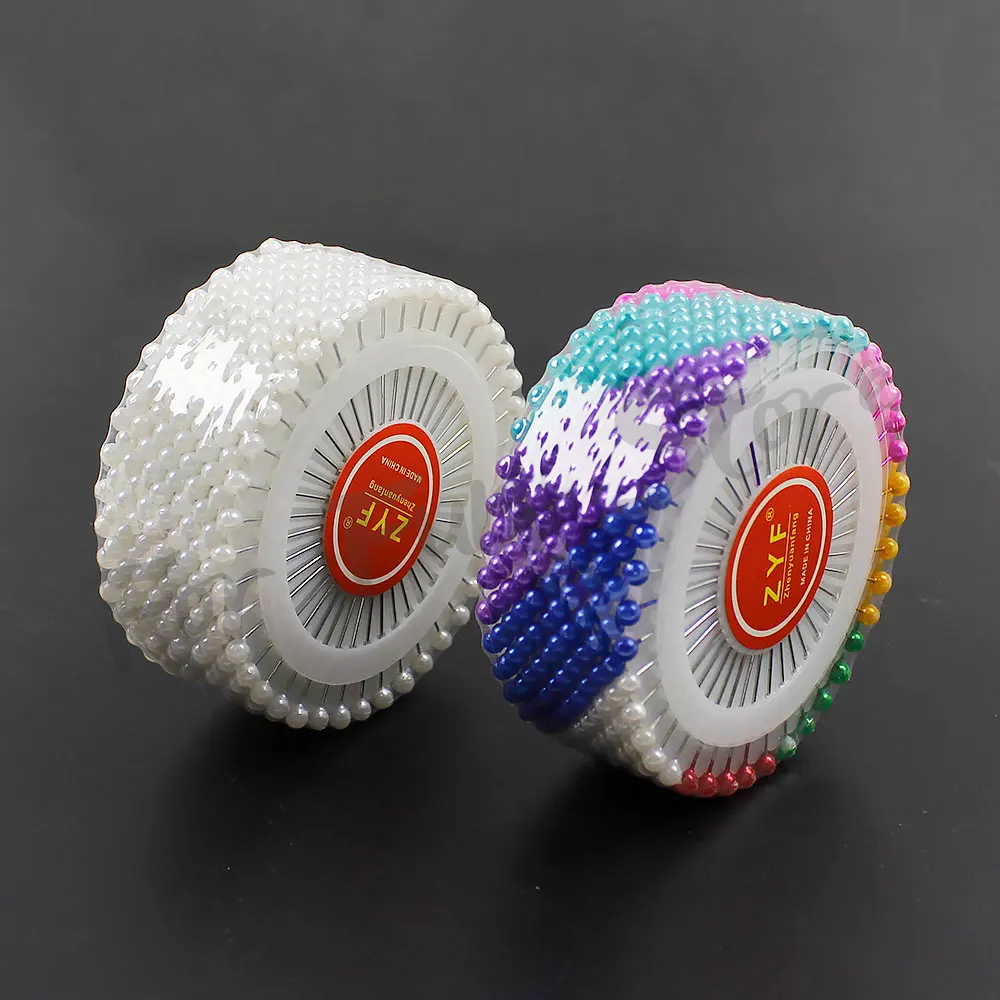 Pour Fun 480 pièces épingles à tête de perle colorée positionnement aiguilles de perle broche ronde disque tailleur couture aiguille de positionnement broche à grande tête