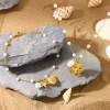 ensemble de bijoux en perles d'eau douce pour femmes, collier, étoile de mer, bracelet de cheville, chaîne en acier inoxydable, cadeaux quotidiens de fête
