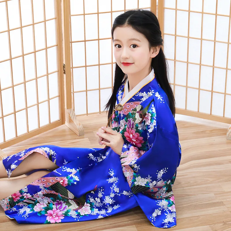 kimono japonais élégant pour filles, costume haori pour enfants, nouveauté vintage, costume cosplay, imprimé national, robe obi