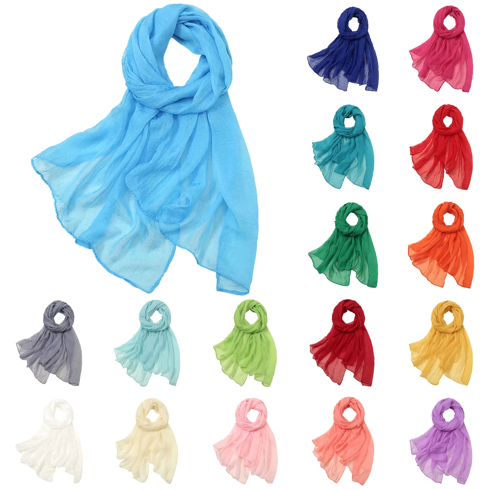 Écharpe en mousseline de soie pour dames, châle, foulards, bandana, respirant, protection solaire, doux, solide, élégant, document, mode, hijabs Écharpe en mousseline de soie pour dames, châle, foulards, bandana, respirant, protection solaire, doux, solide, élégant, document, mode, hijabs