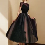 Robe de soirée trapèze élégante pour invités de mariage, longueur cheville, col illusion, dentelle avec plis brodés, personnalisée gratuitement, 2025