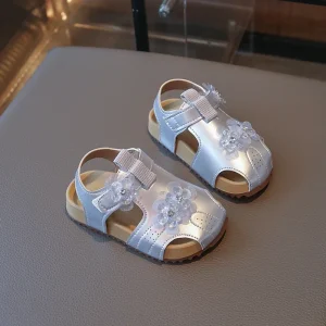 Sandales d&rsquo;été élégantes pour enfants, chaussures de princesse à fleurs, à fond épais, décontractées, ajourées, pour l&rsquo;école, nouvelle collection