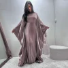 ramadan été manches chauve souris satin papillon abaya islam musulman maxi robe kebaya femmes caftan robe musulmane femme robes
