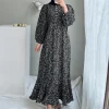 robe musulmane à manches longues et col rond pour femmes, mode musulmane, vintage, ourlet à volants, robe d'été, turquie, caftan, adt