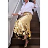 paillettes a ligne femmes grande taille jupe élégante taille haute luxe ample ourlet irrégulier 2025 été nouvelle soirée cocktail jupes