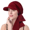 couleur unie mode musulman hijab turban chapeau pour femmes visière casquette de baseball chapeaux de soleil foulard écharpe bord femme foulards bandanas