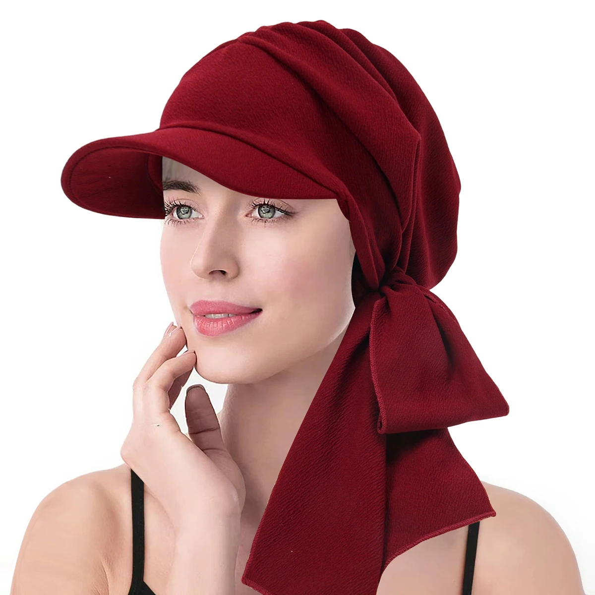 couleur unie mode musulman hijab turban chapeau pour femmes visière casquette de baseball chapeaux de soleil foulard écharpe bord femme foulards bandanas