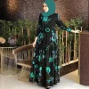 robe hijab à fleurs pour femmes musulmanes, tenue imprimée vintage, dubaï, turquie, islam arabe, caftan, maroc, ix