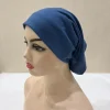 chapeaux à tube uni h065, turban musulman, couleur pure, hijabs intérieurs extensibles pour casquettes, prêt à porter, foulard sous le bonnet hijab pour femmes