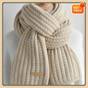 Écharpe longue et chaude en tricot épais pour femmes et hommes, adaptée aux voyages et au bureau, en cachemire pour la chaleur de l&rsquo;hiver.