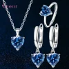 ensemble de bijoux en argent 925, haut à la mode, cadeaux en cristal brillant, costume pour femmes et filles, pendentif, collier, boucles d'oreilles, bagues, offre spéciale