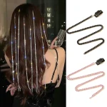 Épingles à cheveux à chaîne brillante pour femmes, Barrettes tressées, bandeau queue de cheval, accessoires pour cheveux, couvre-chef