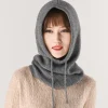 chapeau à capuche hiver femmes cachemire bonnet bonnet unisexe tricot écharpe dame laine cou et visage protéger cagoule skullies femmes à capuche