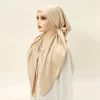 Écharpe hijab instantanée en tissu satiné pour femme musulmane, turban doux, bandeau de sauna, bonnet artificiel astique uni, couvre tête, bonnet de nuit de haute qualité