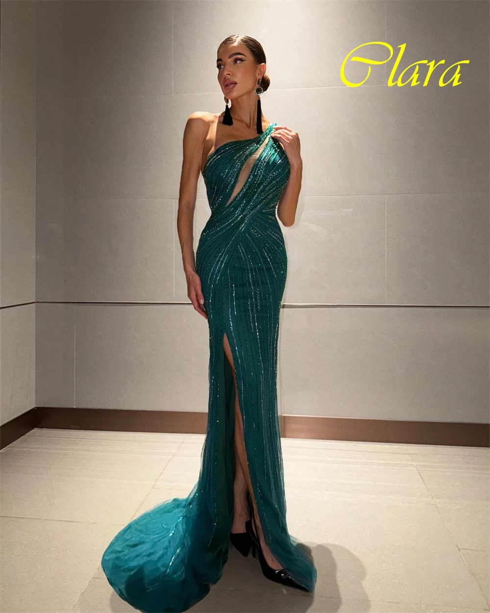 robe de soirée gracieuse personnalisée à une épaule et robes d'occasion spéciale en organza exquises et robes de bal à perles délicates
