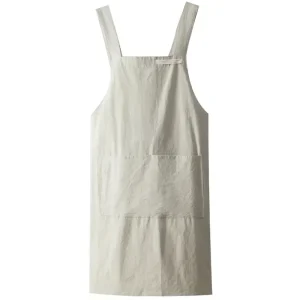 Tablier simple japonais et coréen pour femmes, en denim, en coton et lin, couleur unie, chemisier de cuisine, fleuriste, café, tablier