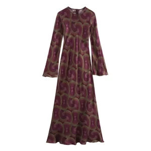 Robe élégante en Satin pour femmes, Station indépendante, jupe d&rsquo;atmosphère chic, Style chinois, robe à manches longues
