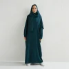 abaya robe de prière musulmane pour femme, une pièce, à capuche, manches smocks, vêtements islamiques, jilbab, dubaï, saoudien, noir, modestie turque