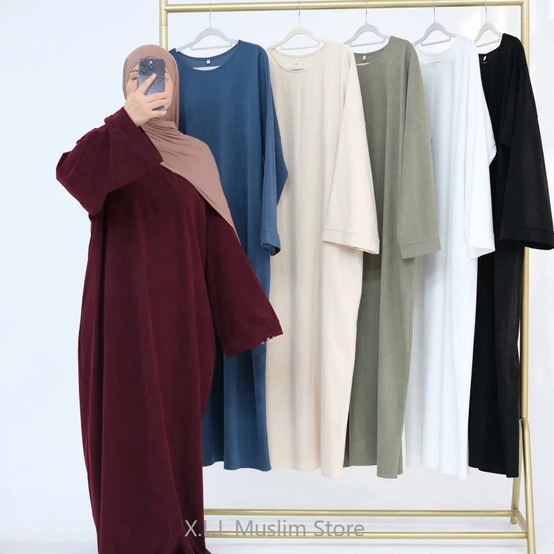 abaya robe de luxe en velours côtelé pour femme, caftan de turquie, vêtement marocain décontracté, Élégant, hiver, 2024