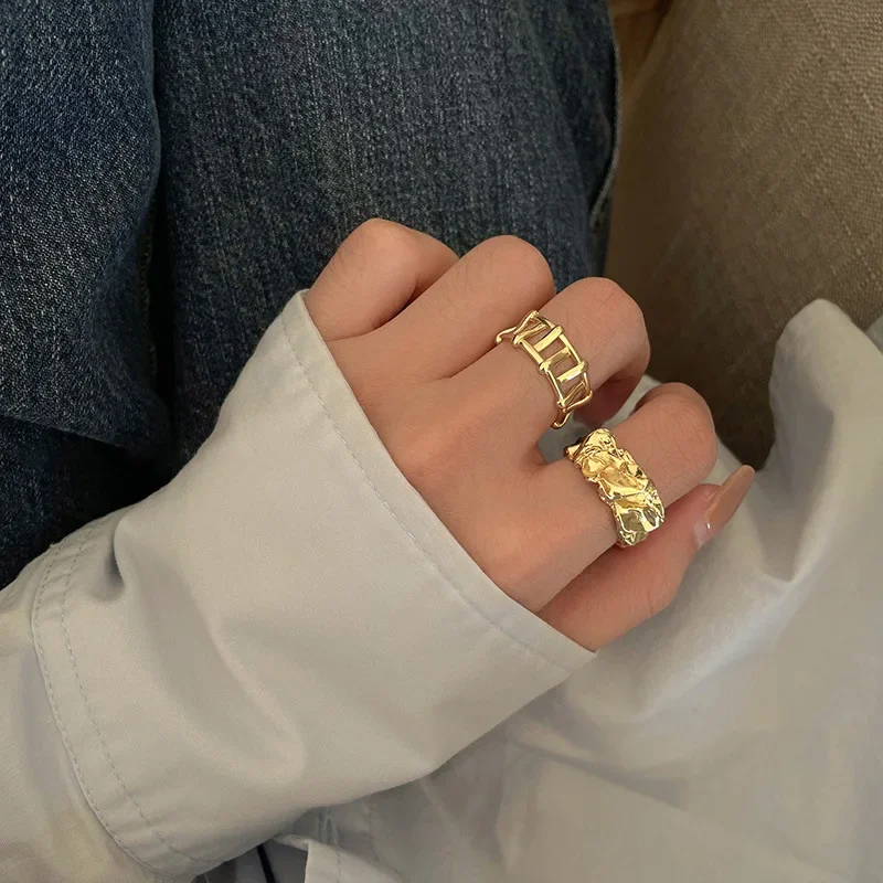 Bague couleur argent pour femmes, mode créative irrégulière en métal géométrique ouvert, tempérament de fête, bijoux Vintage, cadeau pour filles