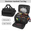 Sac à outils noir avec fond Anti-friction, sac de rangement d&rsquo;outils manuels tactiques, fourre-tout de travail polyvalent pour réparateur bricoleur charpentier