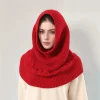 Écharpe tricotée à capuche polyvalente, casquette d'hiver, chauffe cou, col circulaire, couleur unie, châle à double usage, vêtements d'extérieur, décor 2025