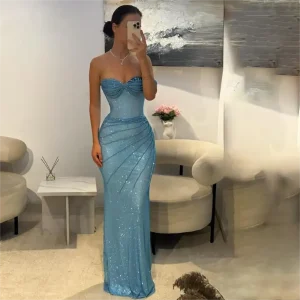 Une épaule arabie robe de soirée plis brillants longueur de plancher sirène robes de bal plis arabie robe de soirée personnalisée 2026 Une épaule arabie robe de soirée plis brillants longueur de plancher sirène robes de bal plis arabie robe de soirée personnalisée 2026