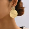 Aretes De Mujer bohême à la mode géométrique métal boucles d&rsquo;oreilles rondes pour les femmes mode bijoux De mariage