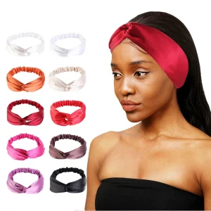 Bandeau Turban torsadé en Satin soyeux pour femmes, bandeau de lavage de la tête, maquillage, Sport, Yoga, accessoires de cheveux pour filles