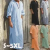 robe musulmane décontractée à manches courtes pour homme, kaftan islamique, thobe jubba, dubaï, arabie saoudite, abaya, 5xl