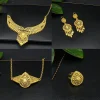 ensemble de bijoux de mariée indiens plaqués or, 4 pièces, collier/boucles d'oreilles/bracelet/bague, bijoux de luxe plaqués or, haute qualité, durables
