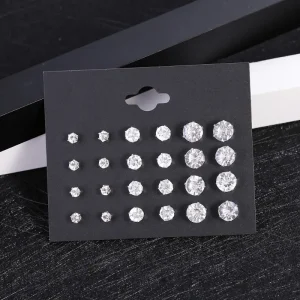 Nouveau 12 paire/pack blanc brillant boucles d&rsquo;oreilles de mariage ensemble pour femmes hommes cristal bijoux accessoires Oorbellen bijoux boucles d&rsquo;oreilles