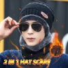 mode hommes tricoté chapeau écharpe casquettes cou plus chaud hiver chapeaux pour hommes skullies bonnets chaud polaire casquette