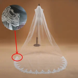 Mariage élégant 3m une couche bord en dentelle blanc ivoire cathédrale voile De Mariage Long voile De mariée accessoires De Mariage Veu De Noiva