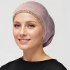 hijab en biscuits brillants pour femmes, casquettes tubulaires, hijab intérieur musulman, turban respirant, sous casquettes en jersey souple, bonnets ouverts, coffret cadeau, 3 pièces