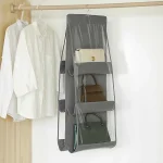 Organisateur suspendu de sac à main noir avec 6/8 poches, sac de rangement pliable en tissu Oxford pour placard familial et chambre à coucher