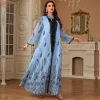 uni mode caftan abaya dubaï islam musulman broderie florale maille manches longues col en v soirée femme robe décontracté abayas