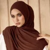 hijab en jersey uni pour femme, écharpe musulmane, châle long, jersey solide, turban, bonnes coutures, hijab premium, 43 couleurs