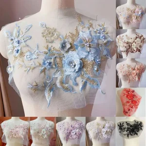 Patchs de broderie florale à paillettes, appliques de vêtements, bricolage