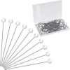 Épingles rondes à tête de perle, 100 pièces, épingles à coudre pour bijoux, épingles droites blanches pour la couture, artisanat, décorations de mariage, épingles à Quilting en tissu