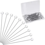 Épingles rondes à tête de perle, 100 pièces, épingles à coudre pour bijoux, épingles droites blanches pour la couture, artisanat, décorations de mariage, épingles à Quilting en tissu