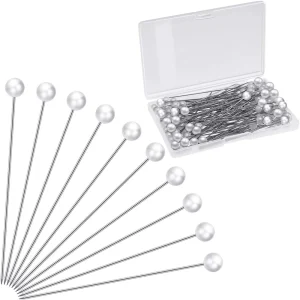 Épingles rondes à tête de perle, 100 pièces, épingles à coudre pour bijoux, épingles droites blanches pour la couture, artisanat, décorations de mariage, épingles à Quilting en tissu